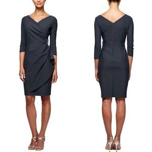 New! Alex Evenings Compression Collection Surplice Sheath Dress, size‎ 16